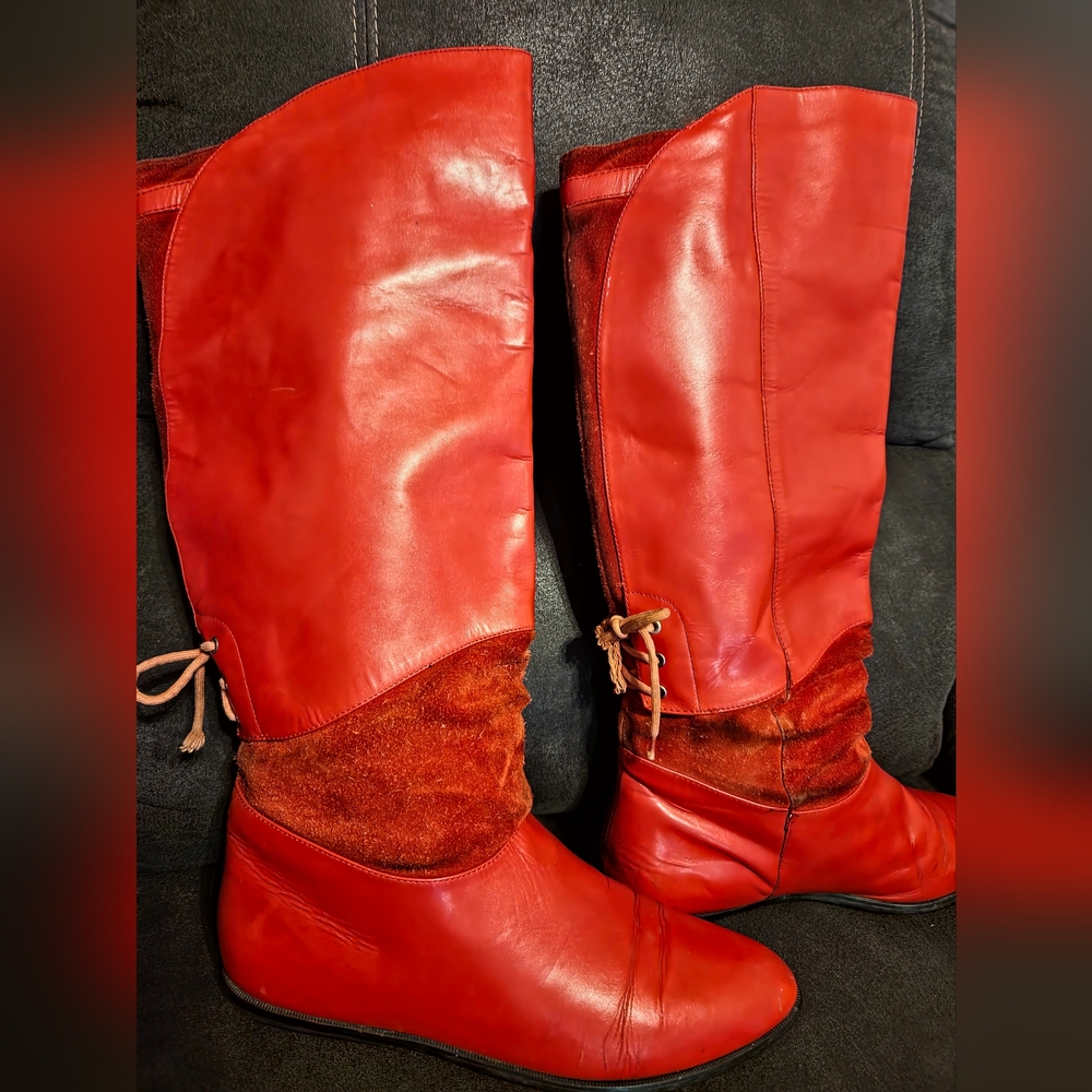 FLINGS RED Leather VINTAGE Western Boots sz8